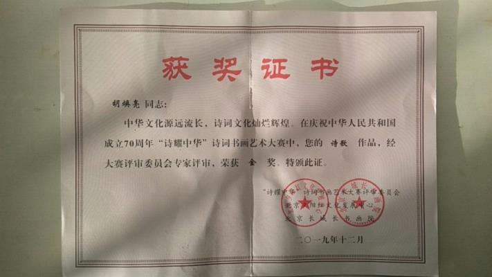 获得一项“金奖”——没有任何奖品，我也没花一分钱。
