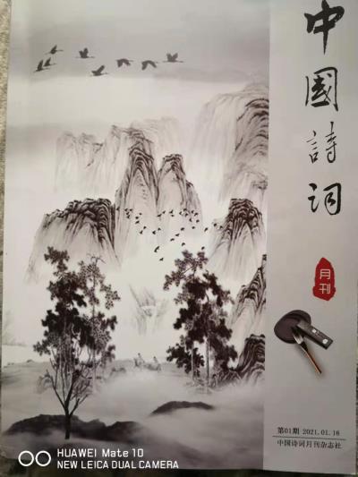 鸣谢《中国诗词》月刊2021、1、18发表拙词