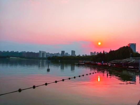 夕阳霞影合肥天鹅湖—摄影‖万前进