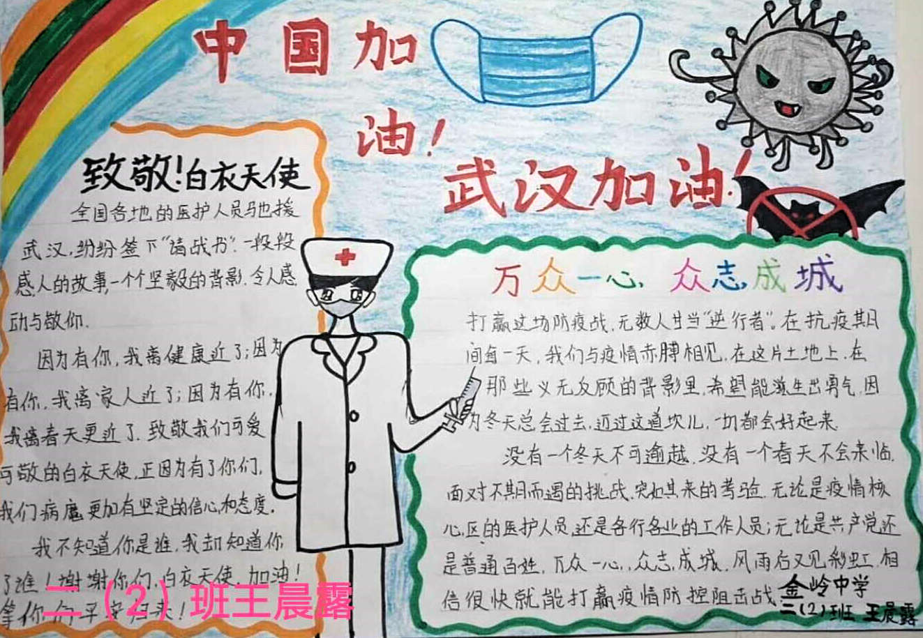淮南市金岭中学抗击新冠肺炎疫情手抄报